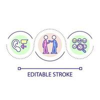 Empathic skills in communication loop concept icon. Emotional intelligence abstract idea thin line illustration. Listening carefully. Isolated outline drawing. Editable stroke vector