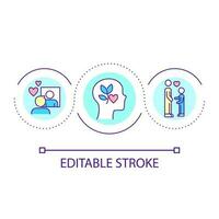 Improving child mental health loop concept icon. Developing kid emotionally and socially abstract idea thin line illustration. Isolated outline drawing. Editable stroke vector