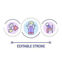 Confused thoughts loop concept icon. Mental disorientation abstract idea thin line illustration. Hard to focus and make decisions. Isolated outline drawing. Editable stroke vector