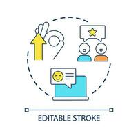 Increase business visibility with feedback concept icon. Build customer trust abstract idea thin line illustration. Satisfied clients. Isolated outline drawing. Editable stroke vector
