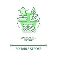 Soil health and fertility green concept icon. Regenerative agriculture benefit abstract idea thin line illustration. Isolated outline drawing. Editable stroke vector