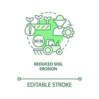 Reduced soil erosion green concept icon. Regenerative agriculture. Ecological benefit abstract idea thin line illustration. Isolated outline drawing. Editable stroke vector