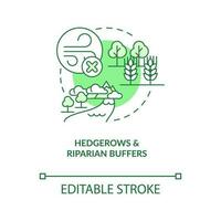 Hedgerows and riparian buffers green concept icon. Regenerative agriculture abstract idea thin line illustration. Isolated outline drawing. Editable stroke vector