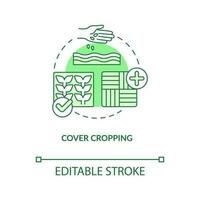 Cover cropping green concept icon. Protective plants. Regenerative agriculture abstract idea thin line illustration. Isolated outline drawing. Editable stroke vector