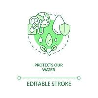 Protects our water green concept icon. Freshwater conservation. Regenerative food abstract idea thin line illustration. Isolated outline drawing. Editable stroke vector