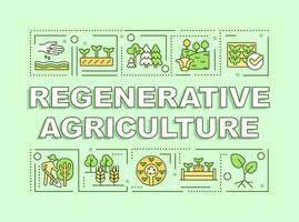 Regenerative agriculture word concepts green banner. Infographics with editable icons on color background. Isolated typography. Vector illustration with text