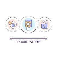 Leak company information loop concept icon. Data breach. Violation of confidentiality in workplace abstract idea thin line illustration. Isolated outline drawing. Editable stroke vector