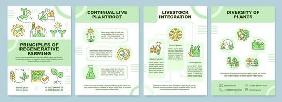 Principles of regenerative farming brochure template. Leaflet design with linear icons. Editable 4 vector layouts for presentation, annual reports