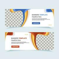 Vector modern set of blue and red abstract banners with photo collage. For card and banner needs. Vector Illustration