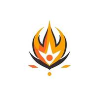 inspirado en el infierno excelencia dinámica fuego logo imagen encendido visual impacto vector