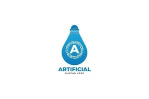 ai chip cpu icon design in gradient blue color design illustration vector