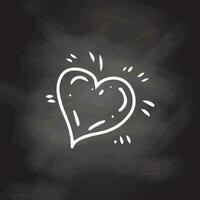 Simple sketch line style element. Doodle cute ink pen heart on chalkboard  background. Doodle heart. Vector illustration.