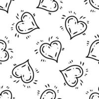 Simple sketch line style element. Doodle cute ink pen heart on white background. Doodle heart seamless pattern. Vector illustration.