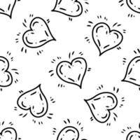 Simple sketch line style element. Doodle cute ink pen heart on white background. Doodle heart seamless pattern. Vector illustration.