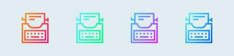 Typewriter line icon in gradient colors. Writer signs vector illustration.