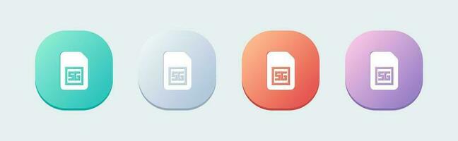 5 generation solid icon in flat design style. Network signs vector illustration.