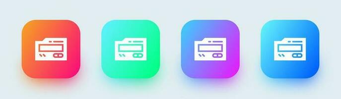 Pager solid icon in square gradient colors. Vintage communication signs vector illustration.