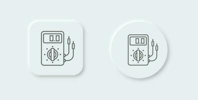 Voltmeter line icon in neomorphic design style. Voltgae signs vector illustration.