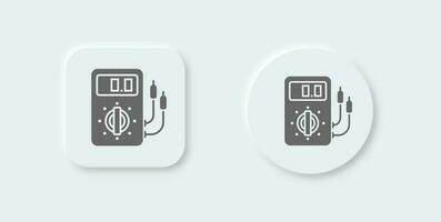 Voltmeter solid icon in neomorphic design style. Voltgae signs vector illustration.