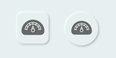 Speed meter solid icon in neomorphic design style. Scale signs vector illustration.