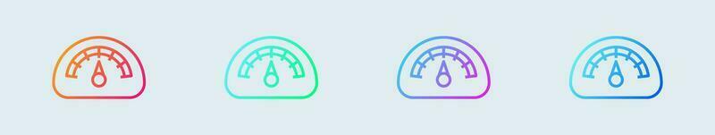 Speed meter line icon in gradient colors. Scale signs vector illustration.