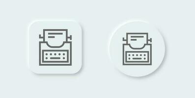 Typewriter line icon in neomorphic design style. Writer signs vector illustration.