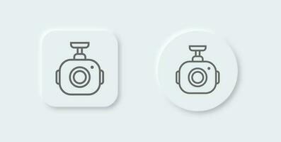 Dash cam line icon in neomorphic design style. Car camera signs vector illustration.