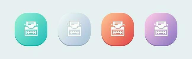 Typewriter solid icon in flat design style. Writer signs vector illustration.