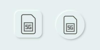 5 generation line icon in neomorphic design style. Network signs vector illustration.