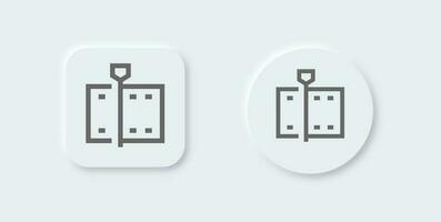 Video editing line icon in neomorphic design style. Clip signs vector illustration.