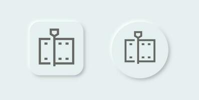 Video editing line icon in neomorphic design style. Clip signs vector illustration.