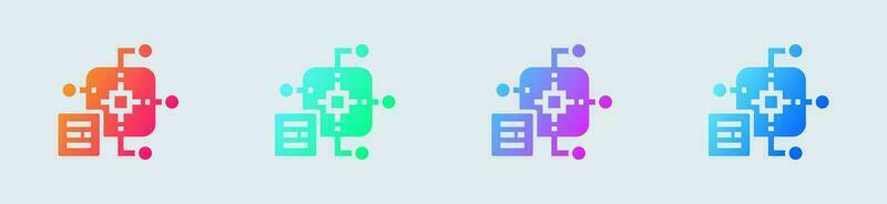 Machine learning solid icon in gradient colors. Artificial intelligence signs vector illustration.