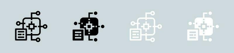 Machine learning icon set in black and white. Artificial intelligence signs vector illustration.