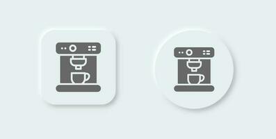 Coffee machine solid icon in neomorphic design style. Coffeemaker signs vector illustration.