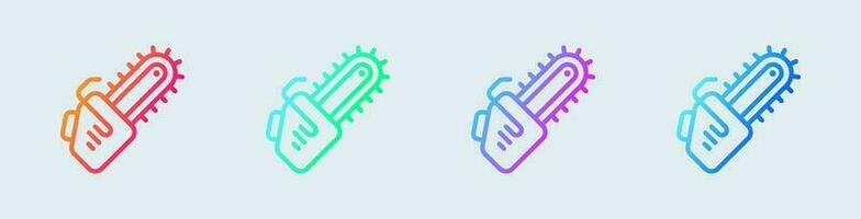 Chain saw line icon in gradient colors. Tool signs vector illustration.