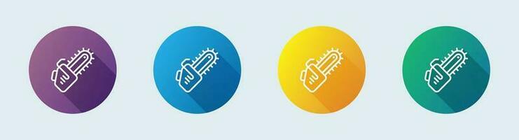 Chain saw line icon in flat design style. Tool signs vector illustration.