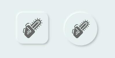 Chain saw solid icon in neomorphic design style. Tool signs vector illustration.