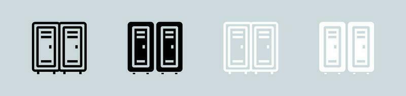 Locker icon set in black and white. Private signs vector illustration.