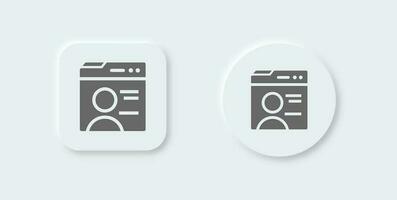 Profile solid icon in neomorphic design style. User signs vector illustration.