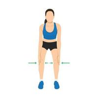 Woman doing half squat knee resistance using hands exercise. vector