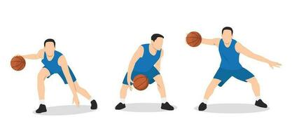 Basketball player. Group of 3 different basketball players in different playing positions. vector