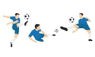 Man soccer player or football player doing different variation. vector