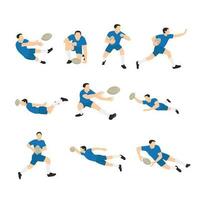 The set of different Rugby players. vector