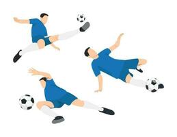 Man soccer player or football player doing different variation. vector