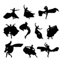 Man ballet dancer set characters. vector