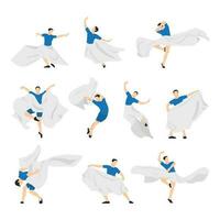 Man ballet dancer set characters. vector