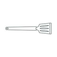 Dishes. Kitchen spatula for turning food. Line art. vector