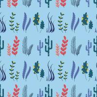 Pattern on a marine theme with seaweed, fish, ornament. vector