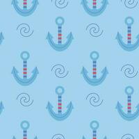Pattern on a marine theme with anchor, ornament. vector