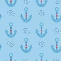 Pattern on a marine theme with anchor, ornament. vector